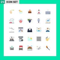 Group of 25 Flat Colors Signs and Symbols for type keyboard heart hardware soft skin Editable Vector Design Elements