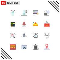 User Interface Pack of 16 Basic Flat Colors of shopping pollution protection garbage dump Editable Pack of Creative Vector Design Elements