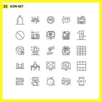 Pictogram Set of 25 Simple Lines of facebook game no mobile bun Editable Vector Design Elements