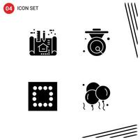 4 Thematic Vector Solid Glyphs and Editable Symbols of apartment layout scheme chinese balloon Editable Vector Design Elements