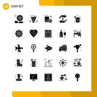 paquete de iconos de vector de stock de 25 signos y símbolos de línea para beber bolsa de compras de mano dólar wifi elementos de diseño de vector editables