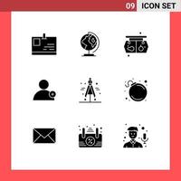 Solid Glyph Pack of 9 Universal Symbols of science compass shopping user follow Editable Vector Design Elements