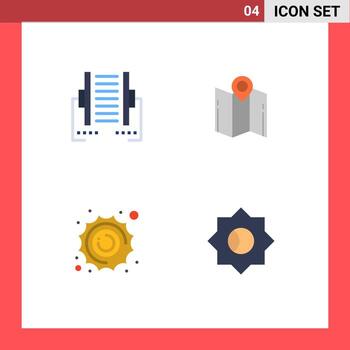 4 iconos planos universales signos símbolos de puntero de computadora dirección digital astronomía elementos de diseño vectorial editables vector