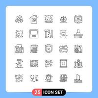 Set of 25 Modern UI Icons Symbols Signs for legal justice design production judge balance Editable Vector Design Elements