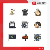 Modern Set of 9 Filledline Flat Colors and symbols such as candy development history design laptop Editable Vector Design Elements