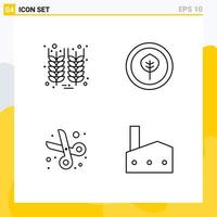 User Interface Pack of 4 Basic Filledline Flat Colors of bottle education wheat science factory Editable Vector Design Elements