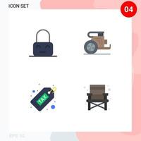 4 Universal Flat Icons Set for Web and Mobile Applications control cash parental old duty Editable Vector Design Elements