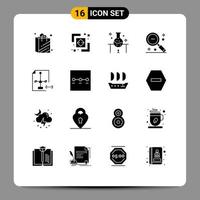 Stock Vector Icon Pack of 16 Line Signs and Symbols for coding search laboratory research out magnifier Editable Vector Design Elements