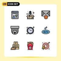 Set of 9 Modern UI Icons Symbols Signs for optimization video product growth security camera camera Editable Vector Design Elements