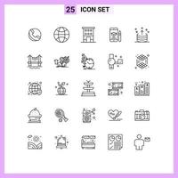 Set of 25 Modern UI Icons Symbols Signs for direction pencil house mobile education Editable Vector Design Elements