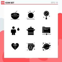 9 iconos creativos signos y símbolos modernos de elementos de diseño de vector editables de fuego de cocina de búsqueda de cocina de sartén