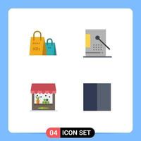 Pack of 4 Modern Flat Icons Signs and Symbols for Web Print Media such as advertising paint shopping ad coding barn Editable Vector Design Elements