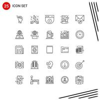 Modern Set of 25 Lines and symbols such as mail notebook love cover book Editable Vector Design Elements