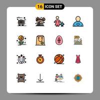 Pictogram Set of 16 Simple Flat Color Filled Lines of standby energy child body mother Editable Creative Vector Design Elements