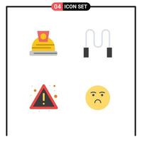 conjunto de pictogramas de 4 iconos planos simples de arquitectura signo cuerda alerta emoción elementos de diseño vectorial editables vector