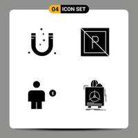 4 Solid Glyph concept for Websites Mobile and Apps attract avatar magnetic park electricity Editable Vector Design Elements