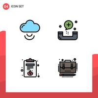Modern Set of 4 Filledline Flat Colors Pictograph of cloud board call fitness business Editable Vector Design Elements