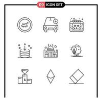 Set of 9 Vector Outlines on Grid for love interface date import down Editable Vector Design Elements