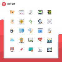 Pack of 25 creative Flat Colors of app notification service message chat Editable Vector Design Elements