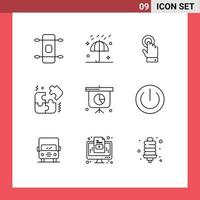 Pack of 9 creative Outlines of presentation business toch business pieces Editable Vector Design Elements