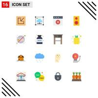 User Interface Pack of 16 Basic Flat Colors of sign no app healthcare music class Editable Pack of Creative Vector Design Elements