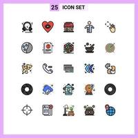 25 Universal Filled line Flat Colors Set for Web and Mobile Applications hand cursor priest shop preacher pastor Editable Vector Design Elements