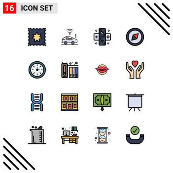 Group of 16 Flat Color Filled Lines Signs and Symbols for files data tarot tool devices Editable Creative Vector Design Elements