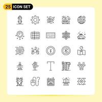 Set of 25 Modern UI Icons Symbols Signs for location sofa gear lamp wedding Editable Vector Design Elements