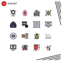 Flat Color Filled Line Pack of 16 Universal Symbols of building network egg share money Editable Creative Vector Design Elements