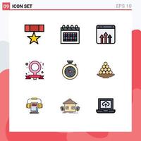 Set of 9 Modern UI Icons Symbols Signs for feminist campaign time banner growth Editable Vector Design Elements