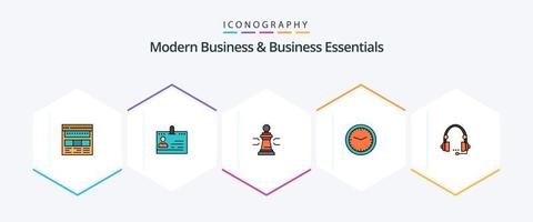 paquete de iconos de 25 líneas completas de negocios modernos y elementos esenciales de negocios que incluye figuras. ventaja. negocio. ajedrez. gente vector