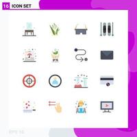 Modern Set of 16 Flat Colors Pictograph of fragile box virtual sport ice Editable Pack of Creative Vector Design Elements