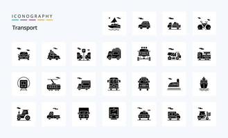 25 Transport Solid Glyph icon pack vector