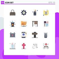 Universal Icon Symbols Group of 16 Modern Flat Colors of internet back to school harp education drink Editable Pack of Creative Vector Design Elements