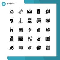 25 Thematic Vector Solid Glyphs and Editable Symbols of gear study download education mobile Editable Vector Design Elements