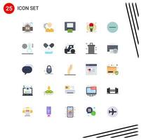 Pack of 25 Modern Flat Colors Signs and Symbols for Web Print Media such as circle microphone protection journalist money Editable Vector Design Elements