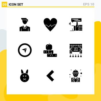 Modern Set of 9 Solid Glyphs and symbols such as school education hand pointer cursor Editable Vector Design Elements