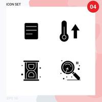 conjunto de 4 iconos de ui modernos símbolos signos para twitter cargando termómetro climático magnificar elementos de diseño vectorial editables vector