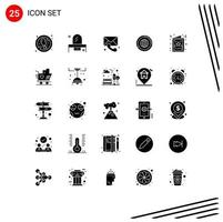 25 Thematic Vector Solid Glyphs and Editable Symbols of resources global mirror data message Editable Vector Design Elements