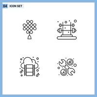 Modern Set of 4 Filledline Flat Colors and symbols such as chineseknot movie decoration training repair Editable Vector Design Elements