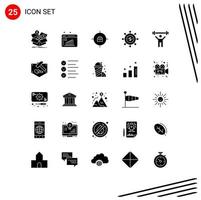 Universal Icon Symbols Group of 25 Modern Solid Glyphs of gym modern data evaluation global business Editable Vector Design Elements