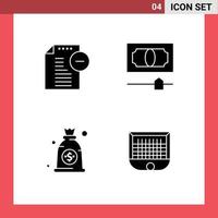 Group of 4 Modern Solid Glyphs Set for remove money office money gate Editable Vector Design Elements