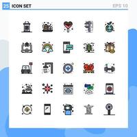 Set of 25 Modern UI Icons Symbols Signs for growth measurement ice cream physics caliper Editable Vector Design Elements