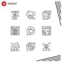 Stock Vector Icon Pack of 9 Line Signs and Symbols for education chat internet cloud webpage seo Editable Vector Design Elements