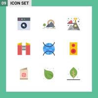 Set of 9 Modern UI Icons Symbols Signs for iot internet flag construction buildings Editable Vector Design Elements