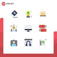 Pictogram Set of 9 Simple Flat Colors of imac monitor fashion computer planet Editable Vector Design Elements