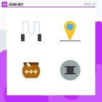 Mobile Interface Flat Icon Set of 4 Pictograms of rope pongal location pot ancient Editable Vector Design Elements