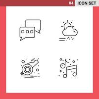 Modern Set of 4 Filledline Flat Colors Pictograph of chatting notification cloud season whistle Editable Vector Design Elements