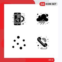 4 Universal Solid Glyph Signs Symbols of chart bubbles marketing rainy call Editable Vector Design Elements