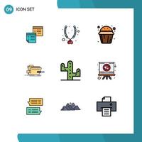 9 iconos creativos signos y símbolos modernos de la caja del destornillador joya muffin taza dulce elementos de diseño vectorial editables vector